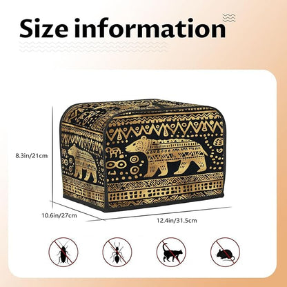 4 Slice Golden African Bear Toaster Cover Waterproof Dust Fingerprint Bread Machine Cover Washable Kitchen Appliance Protector For Home Kitchen Bakeware Table Decor Women Gifts