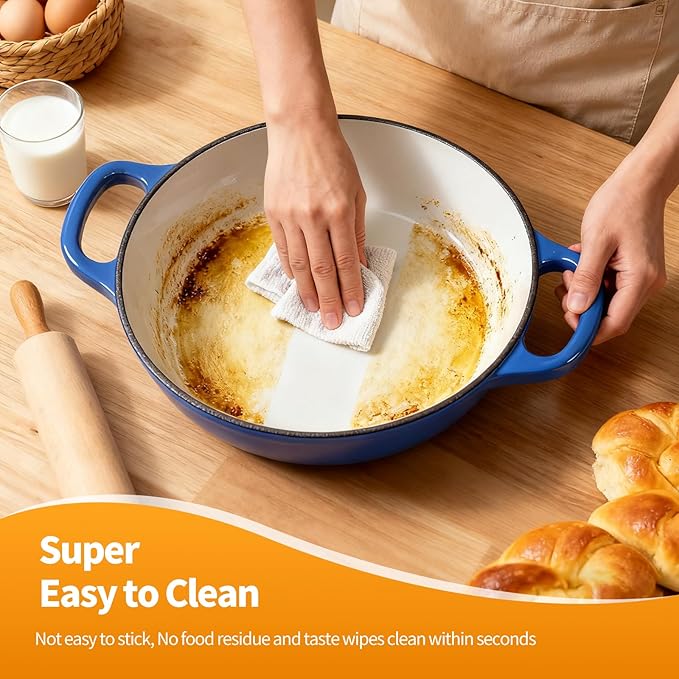 Mini Double Dutch Oven For Sourdough Bread Baking, 5QT Enameled Cast Iron Dutch Oven Pot With Lid, Non Stick Dual Round Bread Loaf Pan, 500°F Oven Safe, Sourdough Baking Pan For Homemade Baking