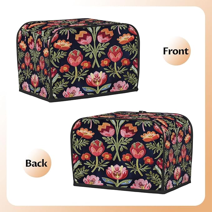 Toaster Cover 2 Slice Wide Slot Flower Floral RedBread Toaster Oven Dustproof Cover Small Appliance Kitchen Covers Dust and Fingerprint Protection for Women Gift 2 Slice