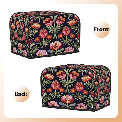 Toaster Cover 2 Slice Wide Slot Flower Floral RedBread Toaster Oven Dustproof Cover Small Appliance Kitchen Covers Dust and Fingerprint Protection for Women Gift 2 Slice