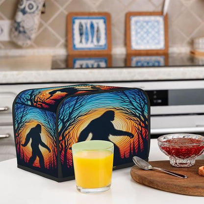 Bigfoot Toaster Cover 2 Slice Wide Slot Washable Toaster Covers | Forest Art Dust and Fingerprint Protection Bread Maker Covers for Kitchen Accessories Decor Bakeware Women Gift