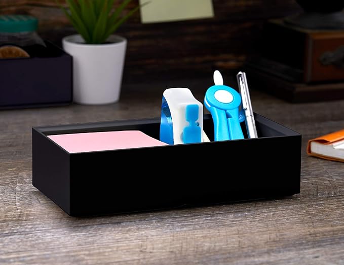 Bostitch Office Konnect Desk Organizer Accessory Tray, Wide, Stacks for Desktop Storage, Black
