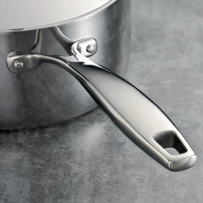Tramontina Signature Tri-Ply Clad Stainless Steel 4-Quart Sauce Pan with Lid, Induction-Ready, Dishwasher-Safe, NSF-Certified, Made in Brazil