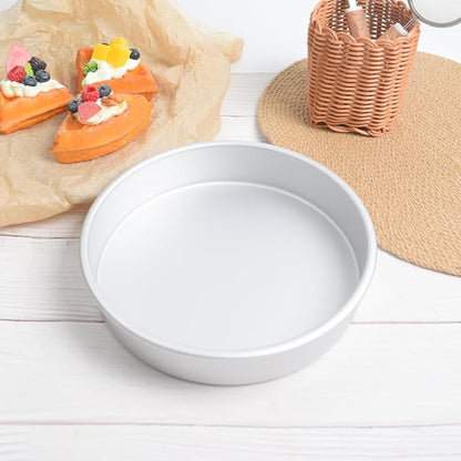 9 Inch Cake Pan, Aluminum Round Cake Baking Pans Tins For for birthday cake party cake, Non-Toxic, Only Handwasher.Silver(9×2 round Cake Pan)