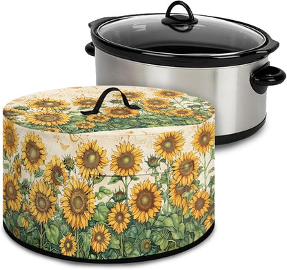 Musical Notes Sunflower Slow Cooker Dust Cover Crock for Pot Cover Fits 6-8 qt Oval Slow Cooker Small Appliance Protection Cover with Pocket Kitchen Accessories Decor