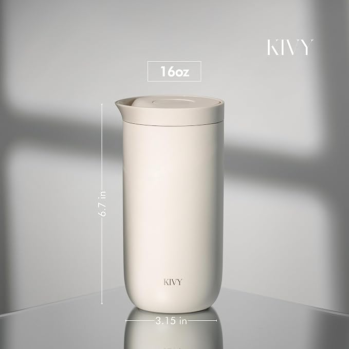 KIVY Travel Coffee Mug Tumbler [24h Cold | 6h Hot] Insulated Coffee Tumbler Stainless Steel - Leak Proof Coffee Travel Mug - 16oz Insulated cup to go for hot & cold drinks - Cups for Women & Men