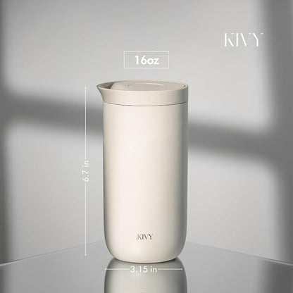 KIVY Travel Coffee Mug Tumbler [24h Cold | 6h Hot] Insulated Coffee Tumbler Stainless Steel - Leak Proof Coffee Travel Mug - 16oz Insulated cup to go for hot & cold drinks - Cups for Women & Men