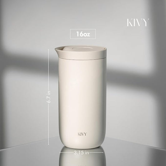 KIVY Travel Coffee Mug Tumbler [24h Cold | 6h Hot] Insulated Coffee Tumbler Stainless Steel - Leak Proof Coffee Travel Mug - 16oz Insulated cup to go for hot & cold drinks - Cups for Women & Men