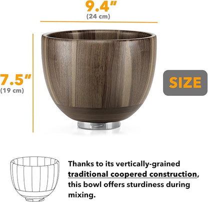 SpaceAid Wooden Bowl for Mixer - Kitchen Space Aid Acacia Wood Mixing Bowls Holder for Stand Mixer, Compatible with 4.5 & 5 QT Tilt-Head Models Kitchen, Light Wood
