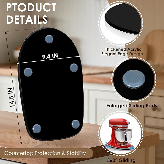 Thickened Acrylic Mixer Slider (Compatible with KitchenAid Mixer) (Slider for 4.5-5QT Stand Mixer) (Mixers Accessories) Sturdy Heavy-Duty Mixer Slider, Black