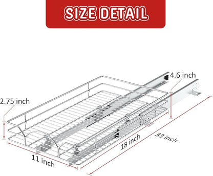 LOVMOR Pull Out Cabinet Organizer and Storage 11" W x 18" D, Slide Out Shelves for Kitchen Cabinets