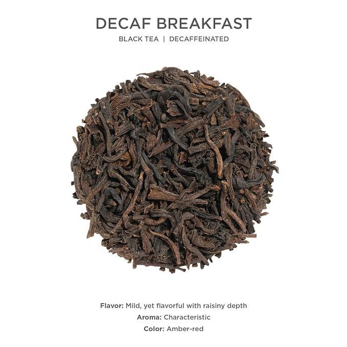 Tea Forte Decaf Breakfast Premium Loose Leaf Caffeine-Free Black Tea Blend Canister, Makes 35-50 Cups