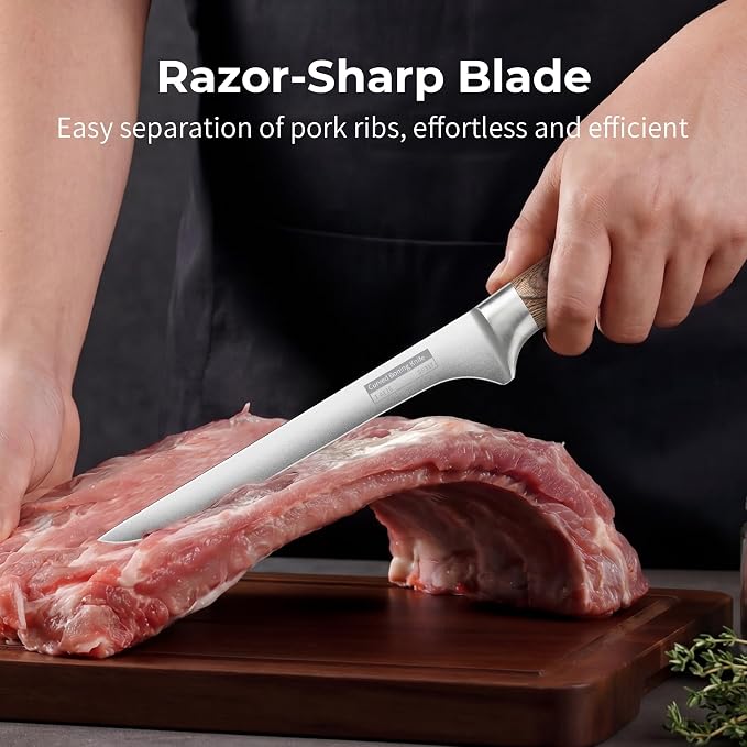 ZHANG XIAO QUAN Fillet Knife 6.5", German Stainless Steel Sharp Boning Knife, Ergonomic Pakkawood Handle for Meat and Poultry