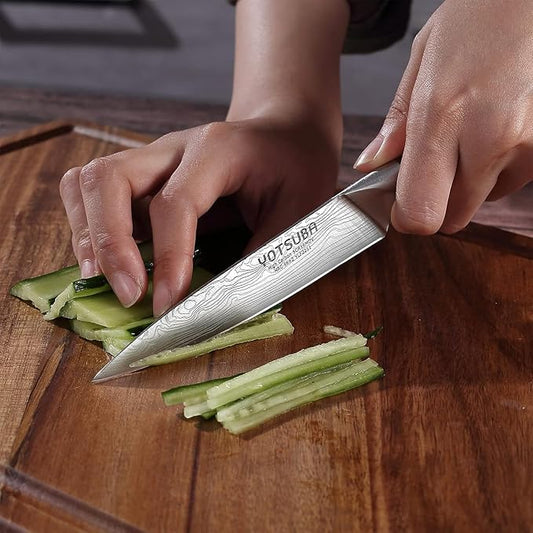 YOTSUBA 5 Inch Utility Knife, Japanese Petty Knife – Ergonomic Rosewood Handle, Full Tang, Razor Sharp High Carbon German Steel Paring Knives, Premium Gift