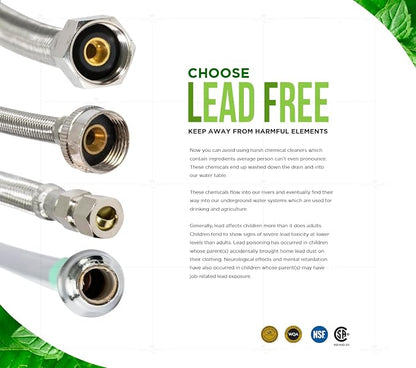Highcraft Faucet Hose Connector 24" Length, 1/2" IPS X 3/8" Comp FIP Flexible Braided Stainless Steel Supply Line, Bathroom Kitchen Sink Extension (4 Pack)