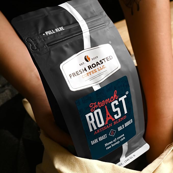 Fresh Roasted Coffee, French Roast Whole Bean Coffee, Dark Roast, Kosher, 12 oz