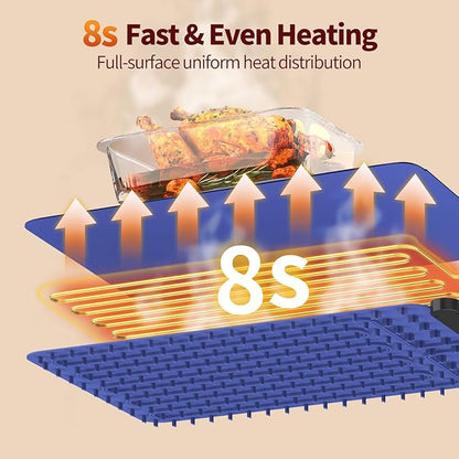 Warming Mat for Food, Silicone Electric Warming Tray with 4 Adjustable Temps & Timer, Food Warming Mat for Countertop, Foldable Portable Food Warmer Mat for Buffets, Parties, Kitchen, Family