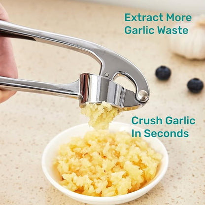 HiramWare Garlic Press, Premium Rust Proof Kitchen Garlic Mincer Crusher Squeezer with Ergonomic handle, Ginger Crusher with Good Grip, Easy to Clean, Dishwasher Safe