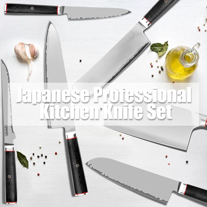 Japanese Carbon Steel Meat Cleaver Knife Professional 9CR18MOV Butcher Knife Sharp Kitchen Chopper Knife for Meat Vegetable with G10 Handle