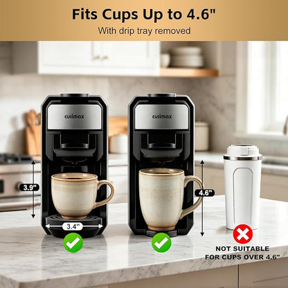 CUSIMAX Espresso Machine Single Serve Coffee Machine Compatible with Nespresso Pods, Adjustable Brewing Size, 19Bar Coffee Maker, Stainless Steel Espresso Maker with 20oz Remevable Water Tank