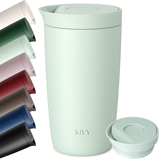 KIVY Travel Coffee Mug Tumbler [24h Cold | 6h Hot] Insulated Coffee Tumbler Stainless Steel - Leak Proof Coffee Travel Mug - 12oz Insulated cup to go for hot & cold drinks - Cups for Women & Men