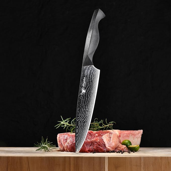 aisyoko Professional Chef Knife 8 "Damascus Kitchen Knife 8C High carbon stainless steel Super sharp,Ergonomic Full Tang ABS Anti-Skid Handle utility knife Japanese Cooking Knife with Luxury Gift Box