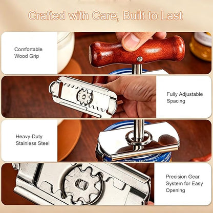 Jar Opener Stainless Steel Adjustable Tool for 1-4 inches Bottle Can Lids, Fit Seniors, Arthritis, Women, Chilren, Weak Hands