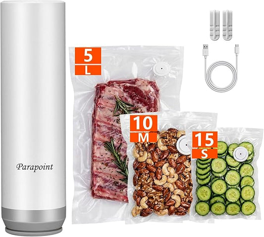Handheld Vacuum Sealer for Food Powerful Vacuum Sealer Machine,Seal Meal Saver,Portable Food Sealer (Sealer + 30 Reusable Vacuum Bags)