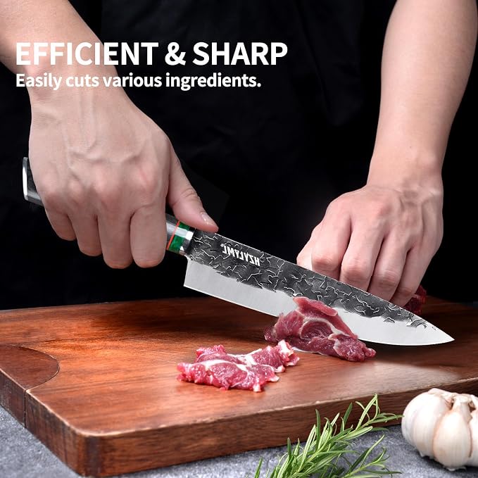 8 inch Japanese Gyuto Chef Knife，HC Steel Home Essentials Sharp Kitchen knife，Professional Hand Forged Cooking Knife，Knives for cooking and chopping，Gifts for chef，Gifts for Mom/Dad
