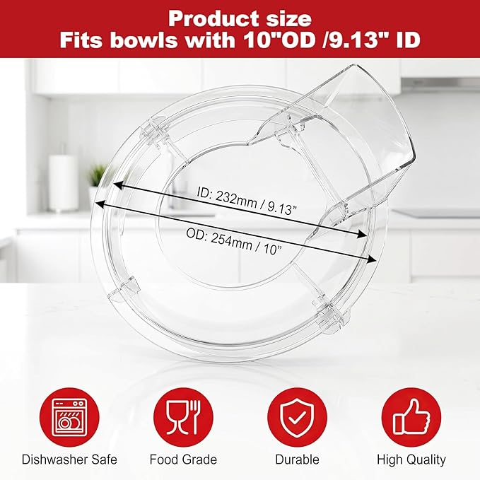 Pouring Shield for KitchenAid Mixer & Splash Guard Attachment - Fits all 5.5-8QT Bowl-Lift Stand Mixers Stainless Steel Bowls, Kitchen Aid Accessories and Attachments