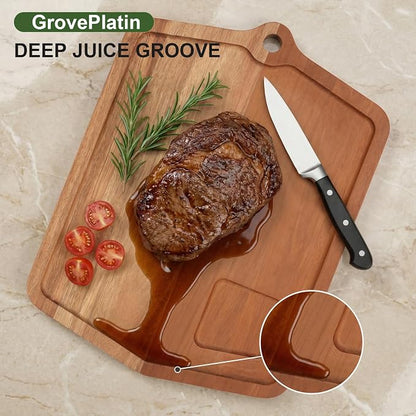 Acacia Wood Cutting Board 16 x 12 In, Wooden Cutting Boards for Kitchen Non Toxic Dishwasher Safe Non Slip, Large Cutting Board for Meat, Charcuterie, Chopping