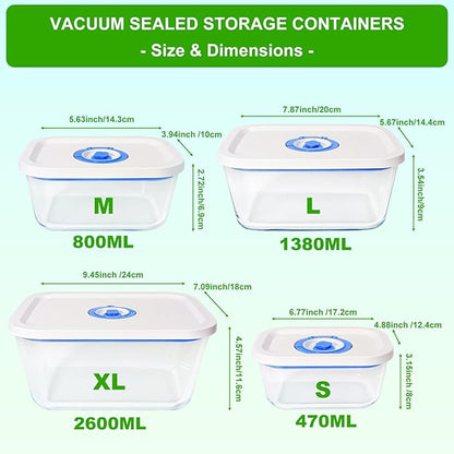 Elmond Glass Vacuum Containers (3-Size Set S M L)– Universal Compatible with Nozzles 2.4-3.8cm/0.95-1.5 in – For Handheld & Desktop Sealers
