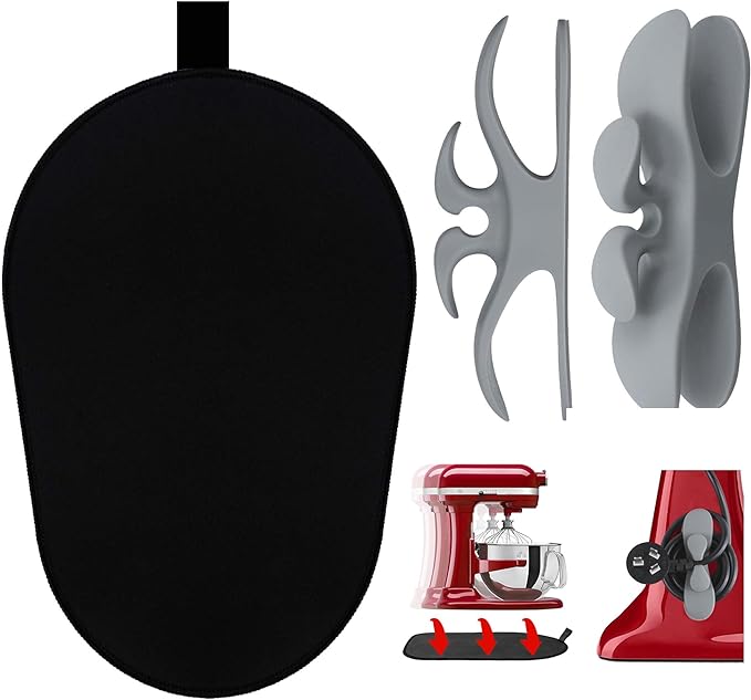 Sliding Mat for Kitchenaid Mixer with 2 Grey Kitchen Accessories, Mover Slider Mat Pad for 5-8 Qt Bowl-Lift Stand Mixer, Kitchen Appliance Slider Mat Compatible with Professional 600 Stand Mixer