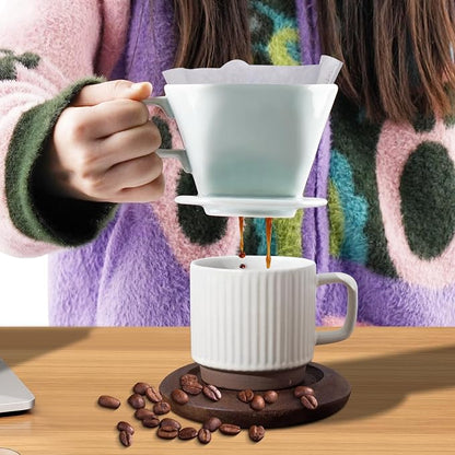 hailanbao Handmade Pour Over Ceramic Coffee Dripper - Authentic Brewing Experience for Camping, Office, and Home (Blue)