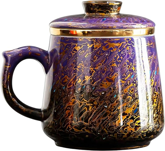 Lacquer Moment Handcrafted One-of-a-Kind Lacquer Cup 360ml (12.2oz) with Removable Infuser Artisan Chinese Lacquerware Luxury Gift for Her Him Mother’s Day Birthday Anniversary (Violet Veil)