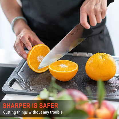 10 inch Japanese High Carbon Stainless Steel Chef Knife, Professional Sharp Wide Cook Knife with Non-slip Ergonomic Handle, for Kitchen Home Restaurant (Black)