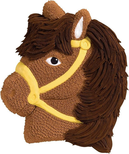 Wilton Party Pony Cake Pan, Aluminum Shaped Bakeware for Kids’ Cakes, Durable, Even Heating, Rust-Resistant, Includes Decorating Guide, Package May Vary