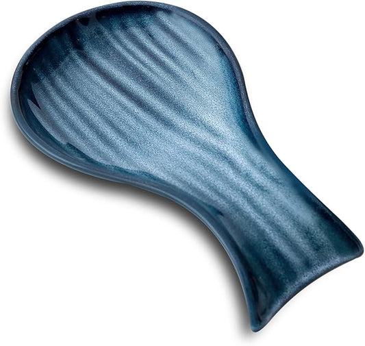 Spoon Rest for Kitchen Counter and Stove Top, Hasense Porcelain Spoon Holder for Ladle Spatula and Tong, Large Cooking Utensil Rest for Home Kitchen and Coffee Bar Decoration, Navy
