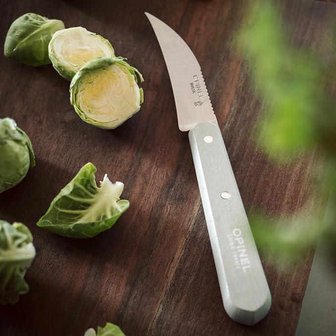 OPINEL Les Essentials - Small Kitchen 4 Piece Knife Set - Paring, Serrated, Peeler, Vegetable Knife, Corrosion Resistant High Carbon Steel, Made in France (Primo)