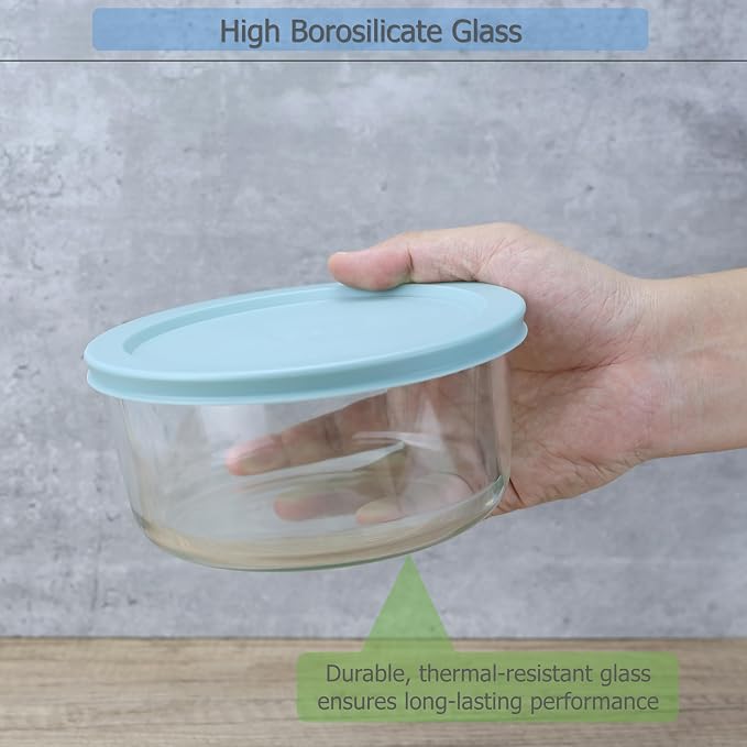 EIKS Glass Storage Container – Airtight Lid – Microwave, Freezer, Dishwasher Safe – Great for Grains, Cereal, Dessert, and Snacks (4 Cup)
