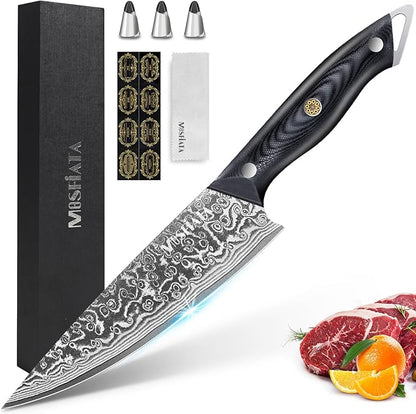 MOSFiATA Damascus Chef Knife 8 Inch, Professional Ultra Sharp Chef's Knives with 67-Layer High Carbon Damascus Steel VG-10 Blade and Ergonomic G10 Handle Kitchen Cooking Knife Gift Box