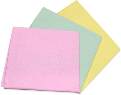 3 Pieces 18 x 21 Inches Cotton Fabric Precut Quilting Fabric Bundles Solid Colors Layer Cakes Quilt Material for DIY Craft Sewing Embroidery (YellowPinkGreen)
