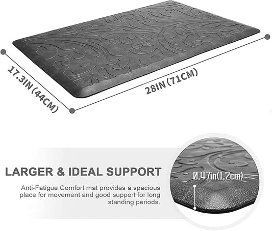 KMAT 2PCS Kitchen Mat Cushioned Anti-Fatigue Floor Mat,Waterproof Non-Slip Standing Mat,Ergonomic Comfort Floor Mat Rug for Home,Office,Sink,Laundry,Desk(17.3"x28"+17.3"x28",Grey)