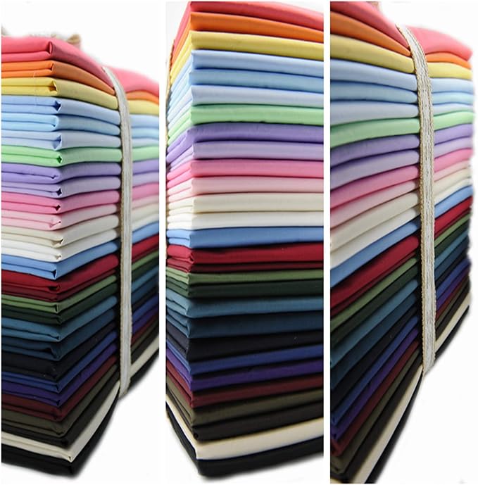 Pre-Cut Fat Quarter Quilting Cotton Twill Full Color Fabric Bundles Craft Cloth DIY for Sewing Crafting 18x20 Inch Rose Flavor