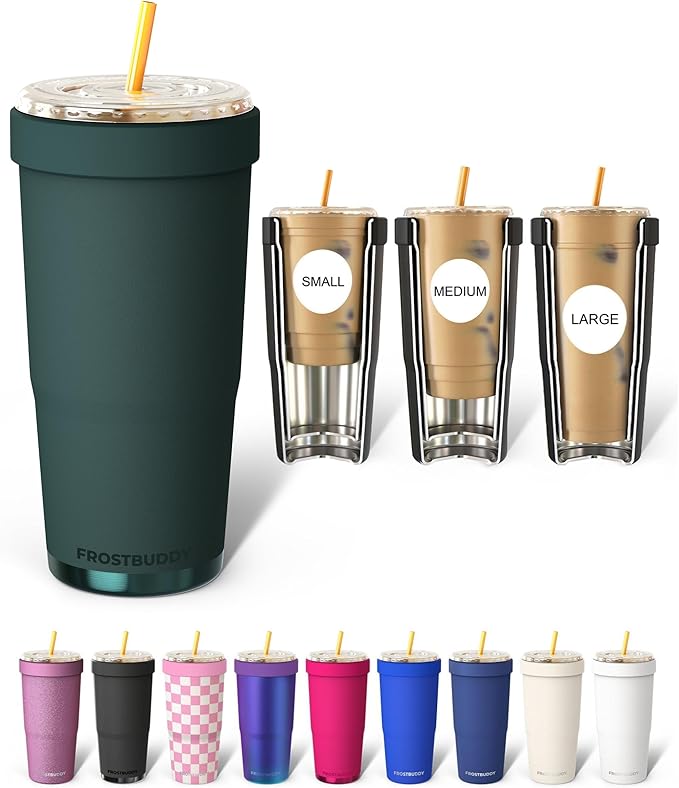 Frost Buddy Togo Buddy | 30 oz Stainless Steel Vacuum Insulated Tumbler | To Go Coffee Cup – Iced Coffee Cups, Iced Coffee Sleeve, Travel Mug, Thermal Cup for Hot & Cold Drinks, Dunkin Cup (Jade)