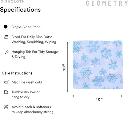 GEOMETRY Holiday Kitchen Dish Cloths - Quick Dry Dishcloths for Kitchen - Premium Dish Rags with Geoweave - 3-Pieces Set - Snow Frostin