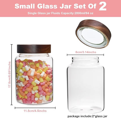 40 oz Glass Jars with Airtight Lid Spice Herb Jar Glass Coffee Ground Canister Clear Food Storage Jar for Sugar Cookies Tea Bean Spice Bath Salts (1200ml/40oz-2pack-A)