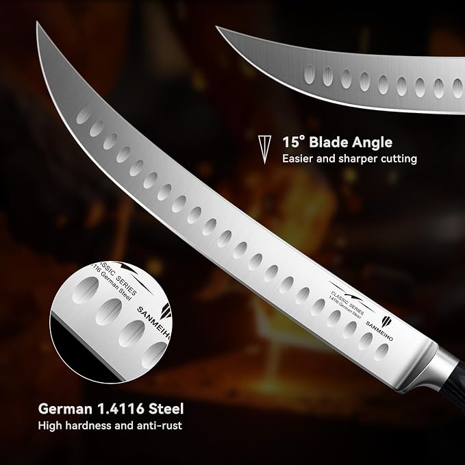 12" Slicing Knife - Brisket Slicing Meat Carving Knife Professional German 1.4116 Stainless Steel Razor Sharp Blade, Ergonomic Wood Handle & Full Tang Design, Gift Box Included