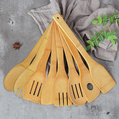 DEAYOU 16 PCS Bamboo Kitchen Utensils, Wood Spoons Spatula Set for Cooking, Nonstick Natural Cooking Utensils for Cookware, Wok, Everyday Use, Mothers Day Gifts, Housewarming Gifts