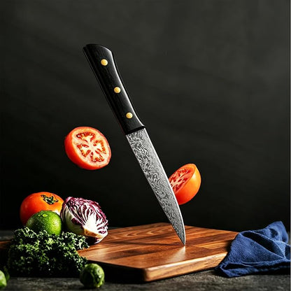 Chef Knife 6 Inch,Light Kitchen Knife, Ideal for All-Around Food Preparation with Damascus Steel Knife,Ultra Sharp Japanese Knife with Ergonomic Handle